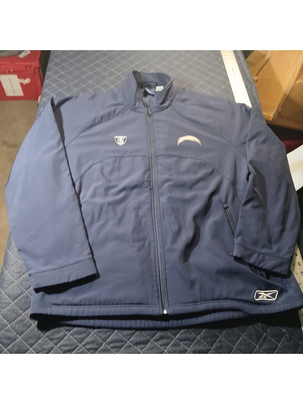 Vintage Reebok NFL San Diego Chargers Onfield Blue Softshell Jacket Mens Large
